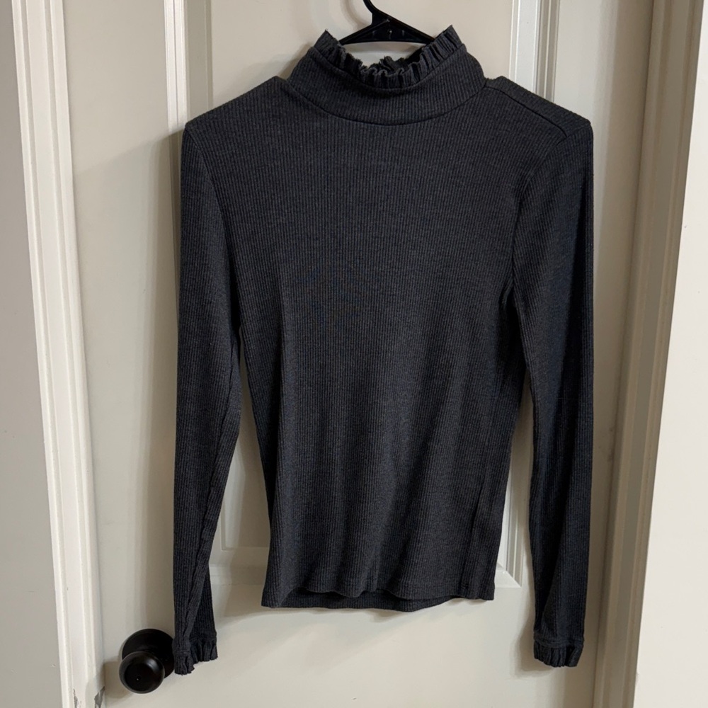 J. Crew Ruffled Mock Neck Long Sleeve Top